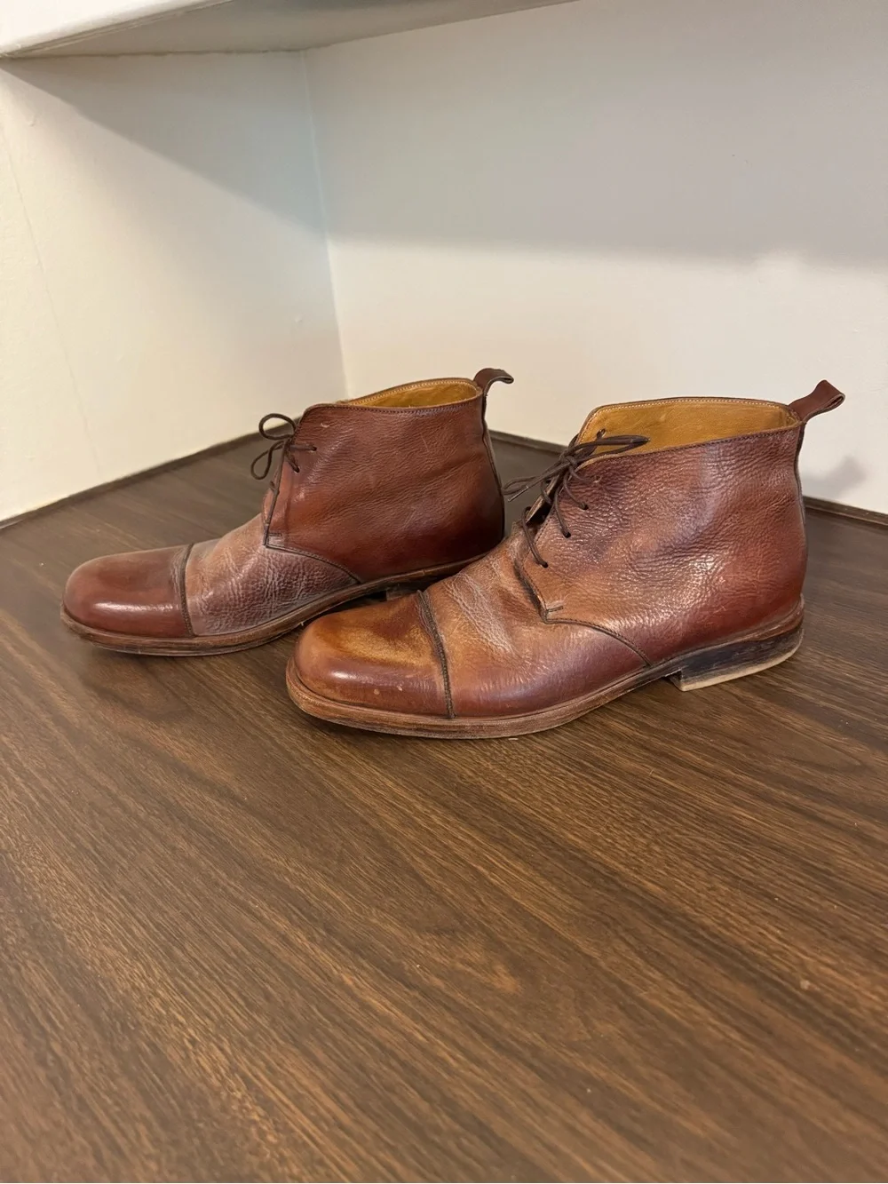 MOMA Men’s Handmade Italian Leather Cap Toe Chukka Boots Brown EU 43 US 10 Italy